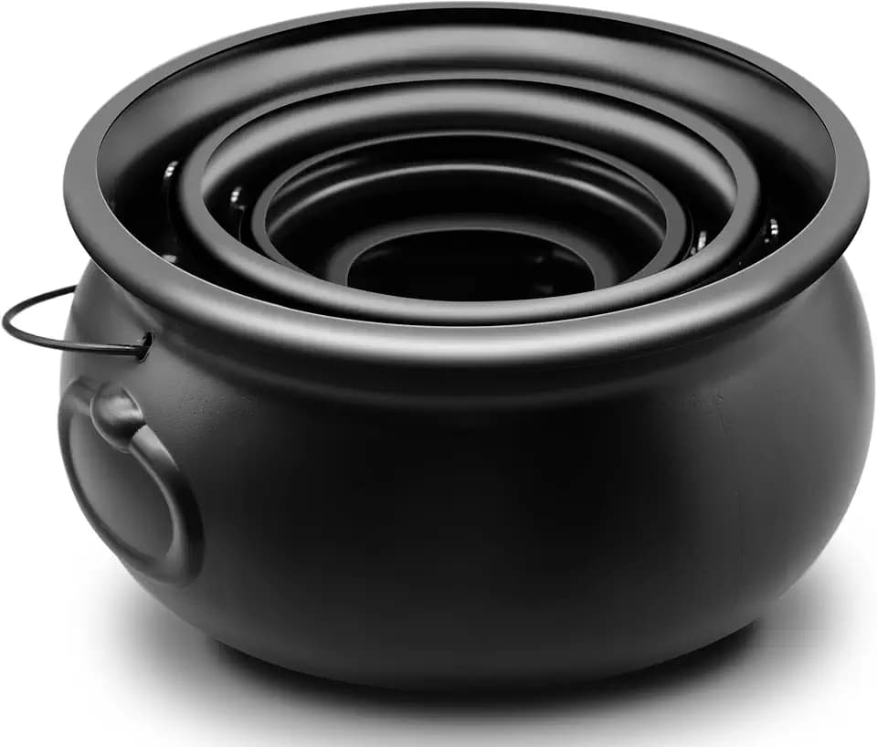 4 Pieces Set 12" 10" 8" 6" Plastic Black Cauldron Kettle Halloween Candy Bowl, Large Witch Cauldron Pot Bucket for Halloween Decorations Trick or Treat Party Supplies, St Patrick's Day Party Favor