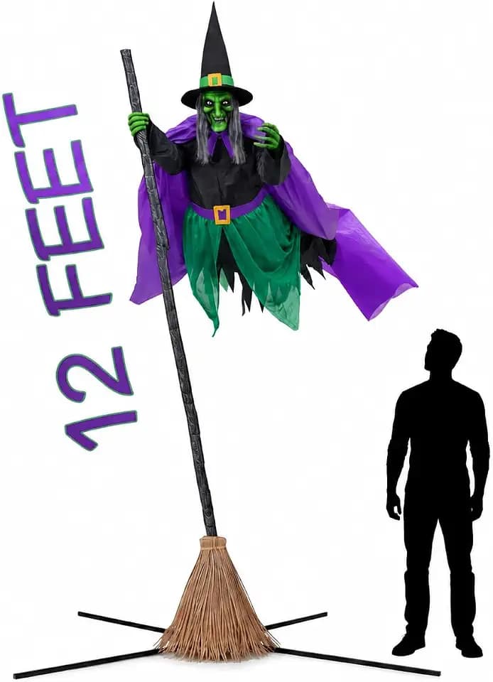 12 Ft Animated Hovering Witch Animatronics