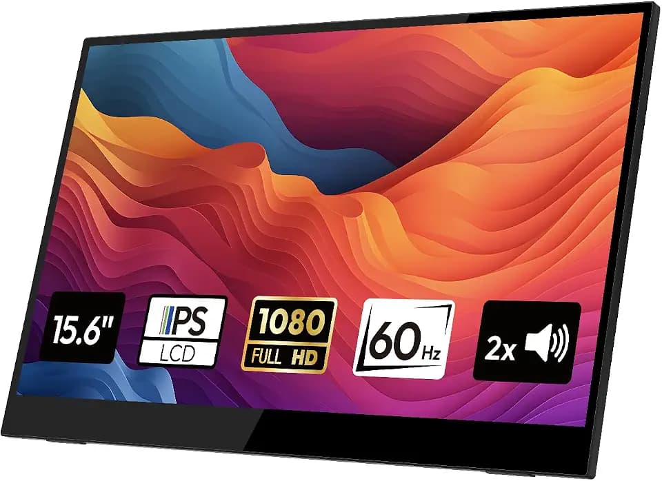 Logicom Portable Monitor Touchscreen 15,6 Zoll, Tragbares IPS Display | FHD 1920x1080P, USB-C & HDMI Anschlüssen, Eingebaute Lautsprecher, Eye-Care Bildschirm für PC, Laptop, Xbox, PS3/4/5
