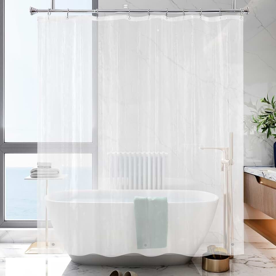 YISURE 60x76 Frosted Shower Curtain Liner, Half Size for RV Shower Stall