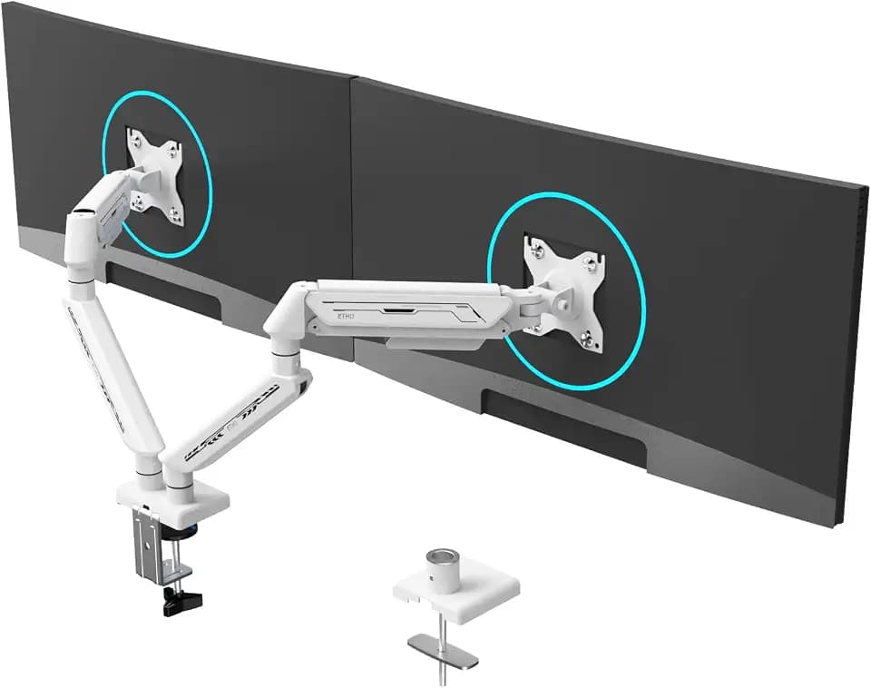 ETHU Dual Monitor Halterung Gasfeder für 17-32 Zoll 2-9kg, Weiß