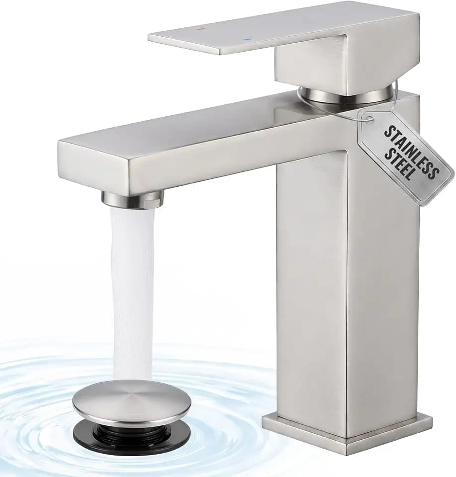 Brushed Nickel Bathroom Faucet ARCORA Modern Faucet for Bathroom Sink Single Hole Bathroom Faucet with cUPC Supply Lines and Pop Up Drain