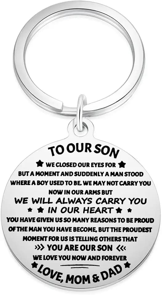 Aesnefe to Our Son Keychain Gifts from Mom and Dad, Mother to Son Father to Boys Birthday Christmas Graduation Jewelry Gift, Back to School Gift for Son from Parents
