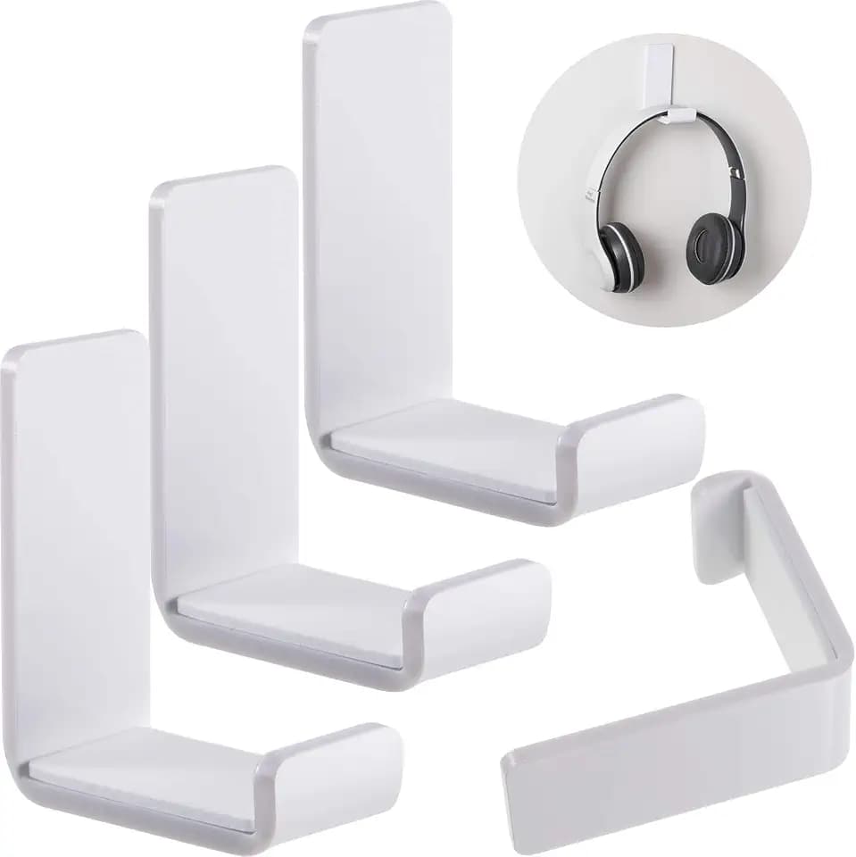 Weewooday 4 Pieces Headphone Hanger Headset Stand Holder, White