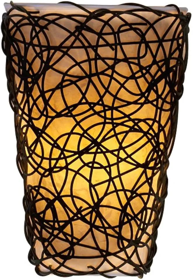 IEL-2100 Shade with Wicker and Flicker Sconce, White Shade With Black Wicker, Battery Operated, Lightweight And Mobile