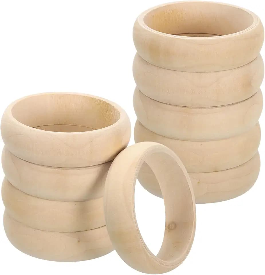 uxcell Wooden Bangle Bracelet, 10Pcs 83mm - Log Retro Macrame Rings, Unfinished Smooth Wood Circle, Wooden Rings for Crafts, Jewelry, DIY Making, Home Decor