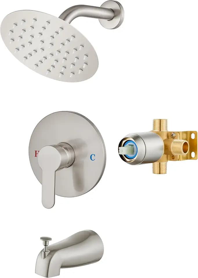 Airuida Shower Faucet Set with Tub Spout,6" Bathtub Faucet-Brushed Nickel