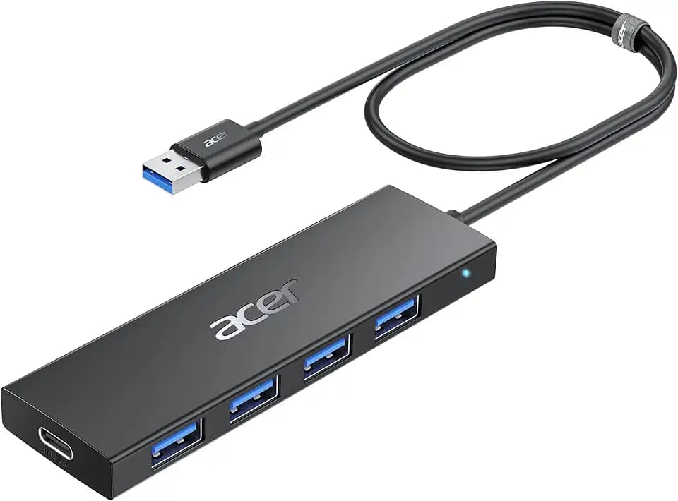 Acer USB 3.0 Hub mit USB-C-Stromversorgung, Ultra Slim 4*Typ-A Verteiler