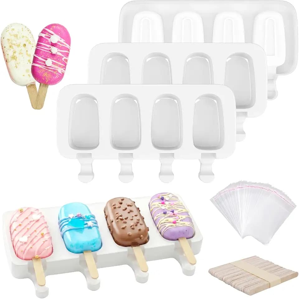 Popsicle Molds Set of 3, 12 Cavities Silicone Cake Pop & Cakesicle Mold