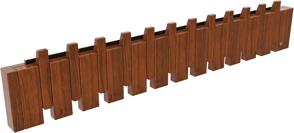 Paint Wood Wall Mounted Coat RackHooks Piano Key Hangers Natural Solid Wood Hanger Non-Woven Fabric Clothes Hangers for Closet, Kitchen, Bedroom, Bathroom, Entryway (LED+Walnut, 12 Hooks)