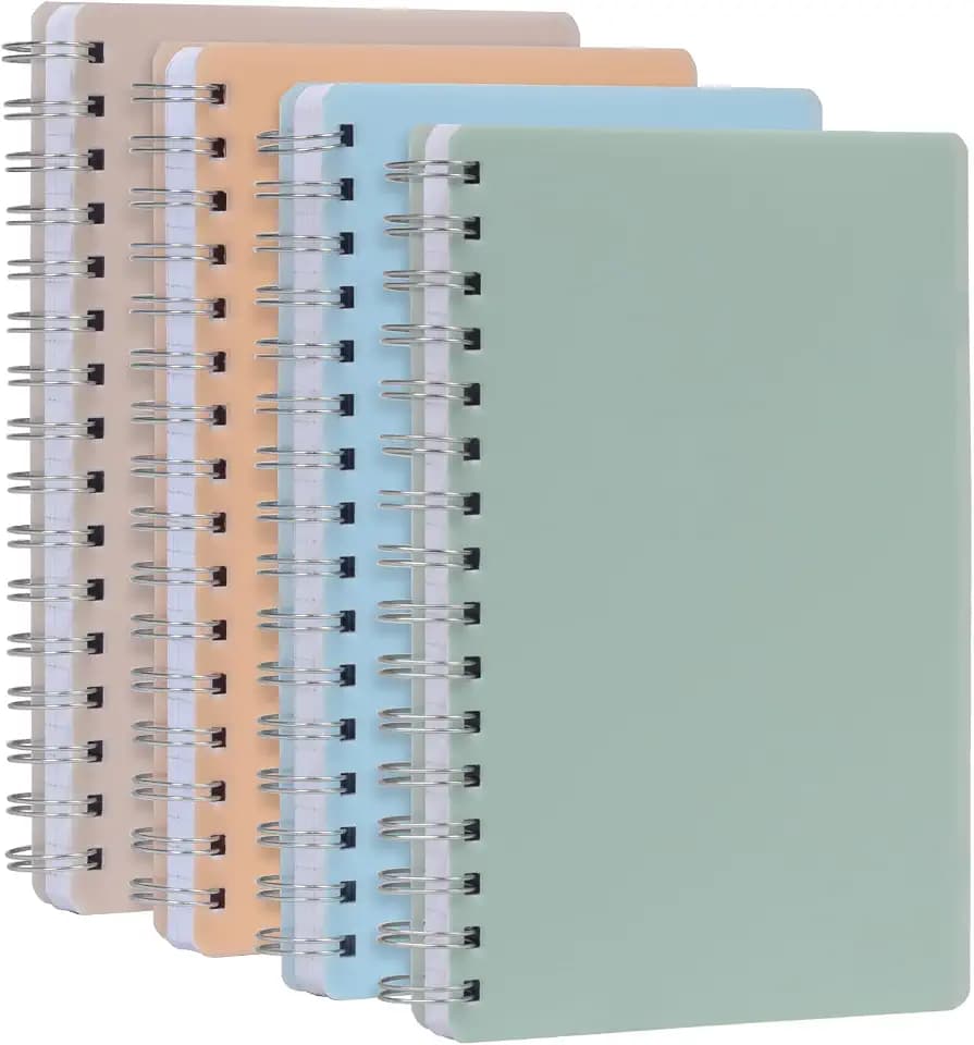Oxford Poly Spiral Notebooks, Small 5.7 x 8.5" Book, Thick Poly Cover, White Paper, College Rule, 80 Sheets/160 Pages, Neutral Colors, 4 Pack (69721)