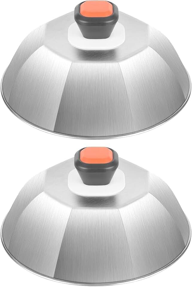 Cheese Melting Dome Set of 2, Stainless Steel 9" Griddle Melting Cheese Dome Wok Lids, Basting Cover for Griddle - Griddle Accessories for Outdoor & Indoor