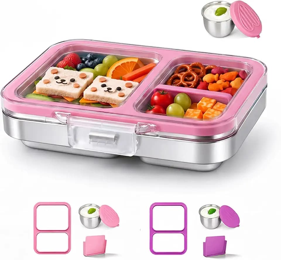 Leak-Resistant 18/8 Stainless Steel Bento Lunch Box Kids 7+ and Adults