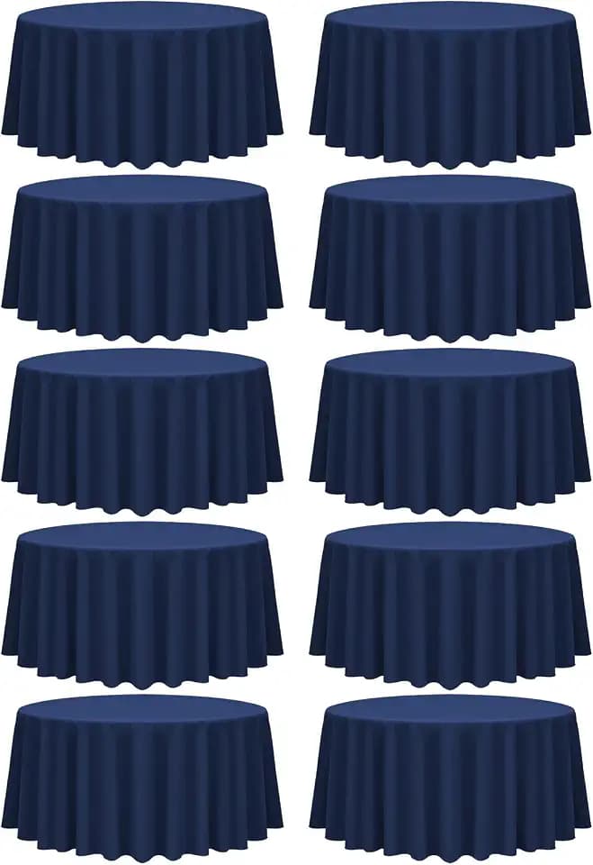 fani 10 Packs Navy Blue Round Tablecloth - 90 Inch, Polyester