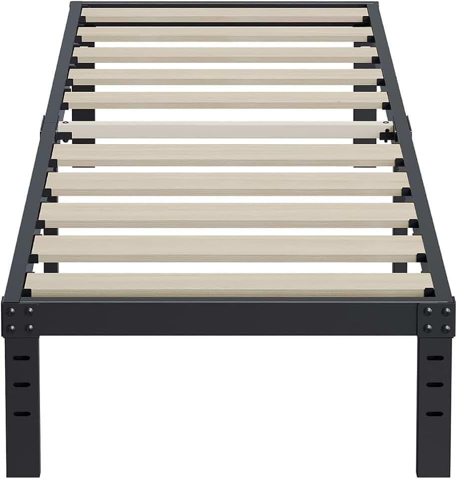 ZIYOO Twin XL Bed Frame 14 Inch High, 3 Inches Wide Wood Slats with 2500 Pounds Support for Foam Mattress, Heavy Duty Patform, Easy Assembly, Noise Free