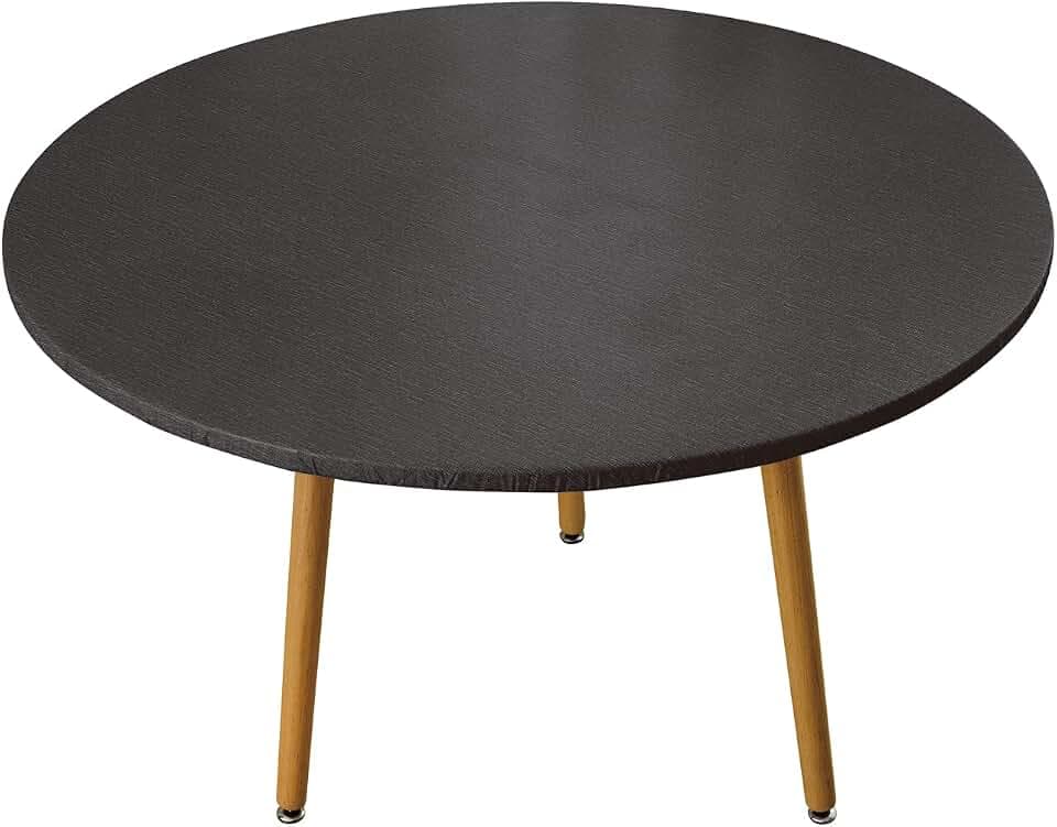 NLMUVW Oval Fitted Vinyl Tablecloth with Elastic Edge 100% Waterproof Oil Proof Super Elastic Table Cloth Wipe Clean Table Cover for Indoor and Outdoor, 42"- 65", Black