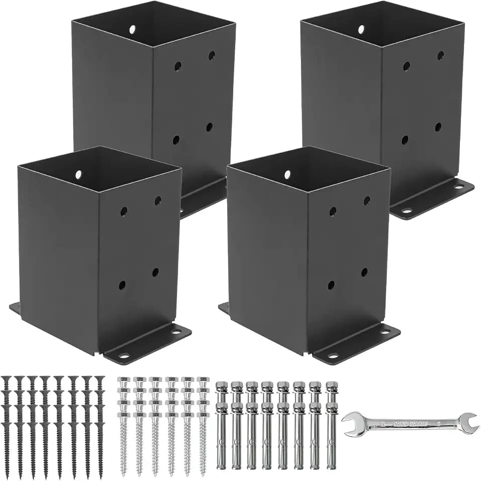 4 Pcs 4"× 4" Post Base (Inner Size 3.6"x3.6") Post Brackets