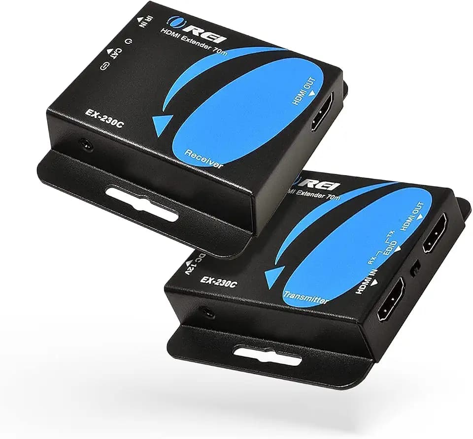 OREI 4K HDMI Over Ethernet CAT6/CAT7 Extender, Extender RJ45 4K @ 30Hz bis zu 130 Ft 1080P bis zu 230 FT Full HD POC Transmitter & Receiver IR Loop Out (EX-230C)