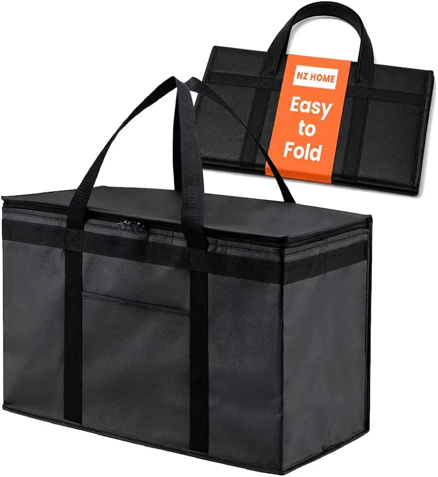 NZ home Insulated Food Bag, Portable Cooler Tote (2XL, Black, 1 Pack)