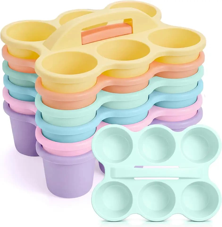 Suclain 6 Pcs Plastic Caddy Organizer with Handle Classroom, Macaron Color
