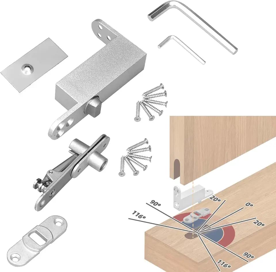 Self Closing Pivot Door Hinge, Heavy Duty Hidden Hinge for Commercial and Home Use, Opens Inward & Outward for Wooden Secret Door