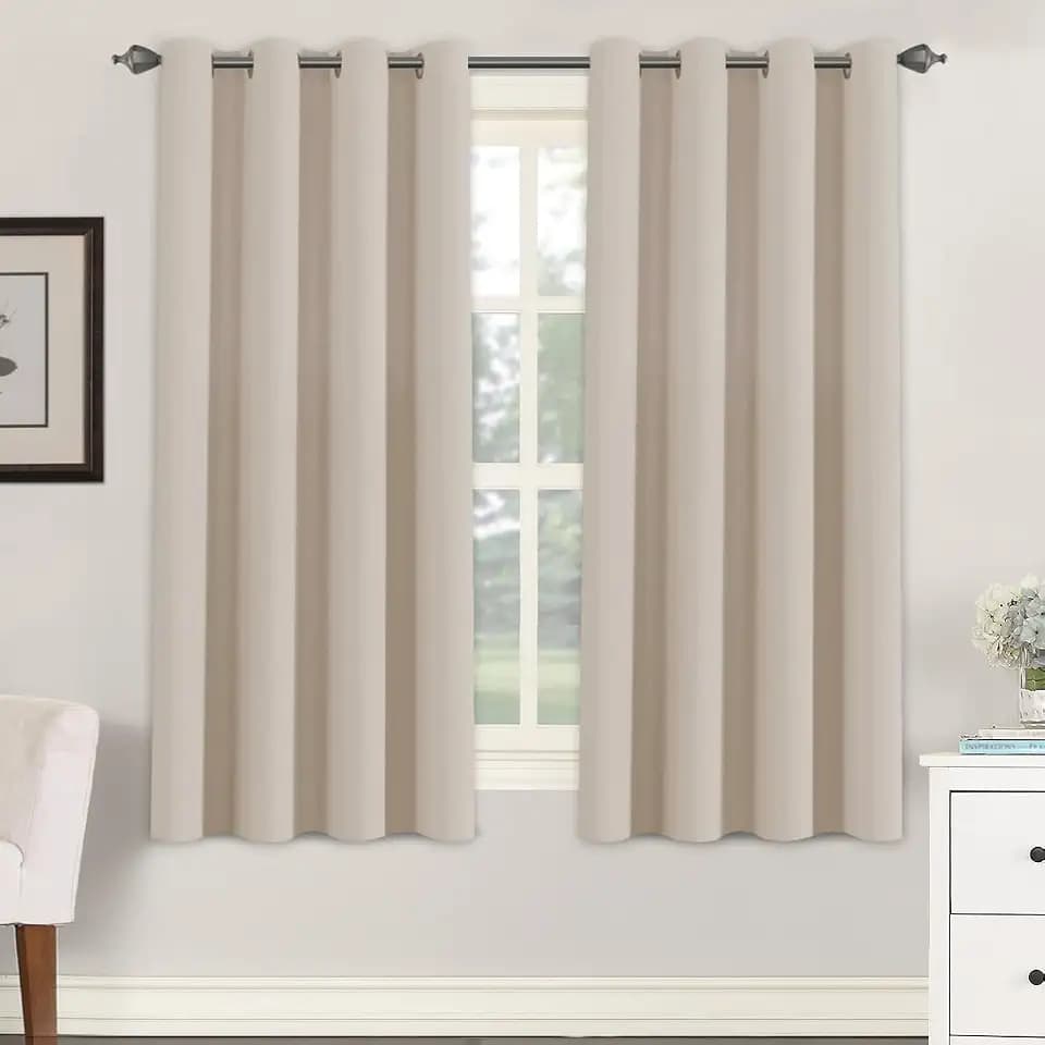 H.VERSAILTEX Blackout Curtain for Living Room Thermal Insulated Window Treatment Curtain Extra Long 63 inch Length Energy Saving Solid Grommet Top Blackout Drape, One Panel, Fog, 52" W x 63" L