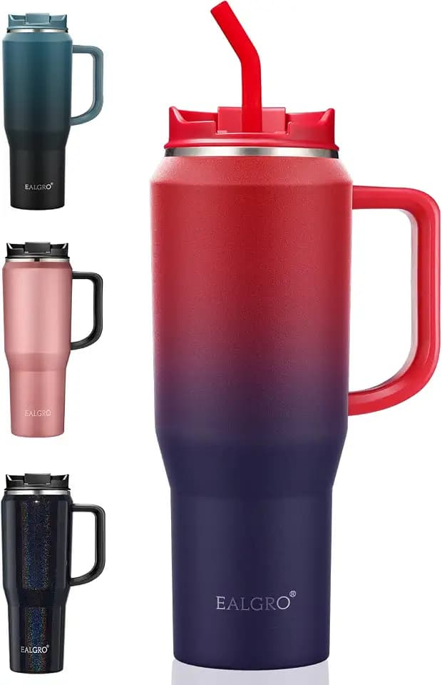 EALGRO 40 oz Tumbler with Handle, Insulated Tumblers with Lid and Straw