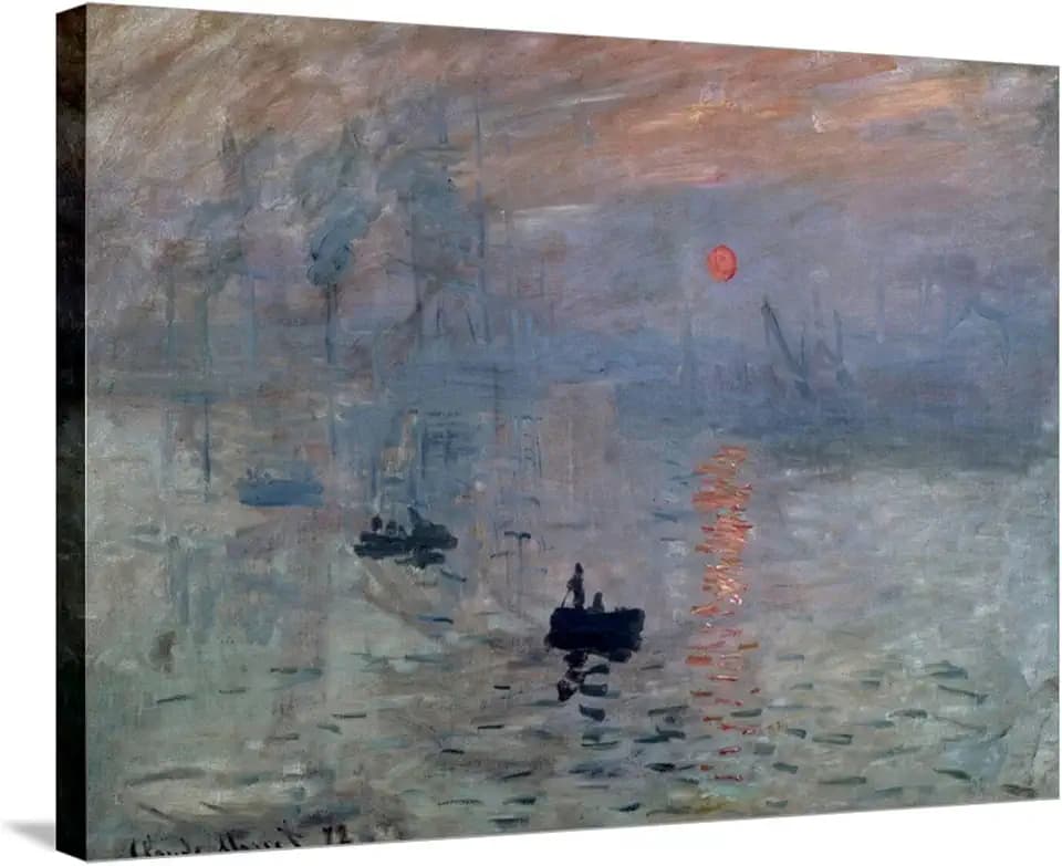 ART.COM Stretched Canvas Print Impression, Sunrise, 1872 by Claude Monet, 32" x 24"
