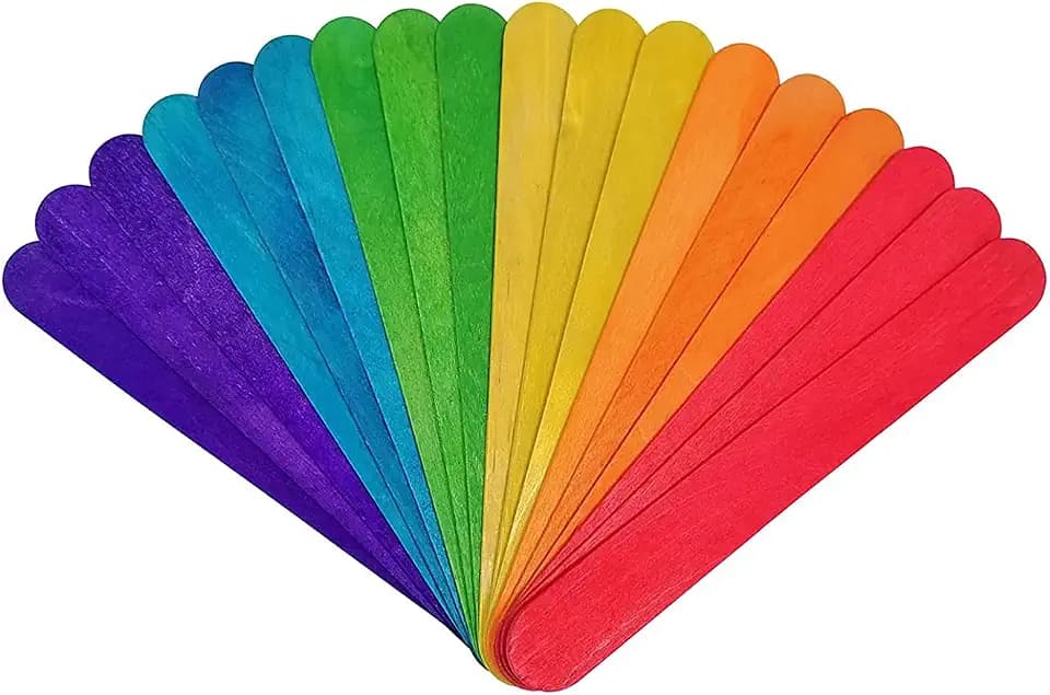 KTOJOY 6” 100 Pcs Colored Jumbo Wooden Craft Sticks Wooden Popsicle Colored Craft Sticks Stick 3/4”Wide Treat Sticks Ice Pop Sticks for DIY Crafts,Home Art Projects, Classroom Art Supplies