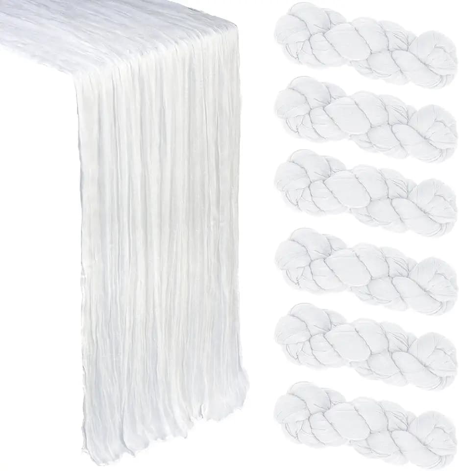 6 Pack 35 x 120 Inch White Table Runner Cheesecloth