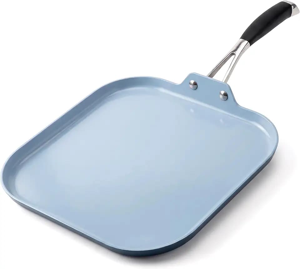 NutriChef 11-Inch Square Griddle Pan | Nonstick with Induction Base
