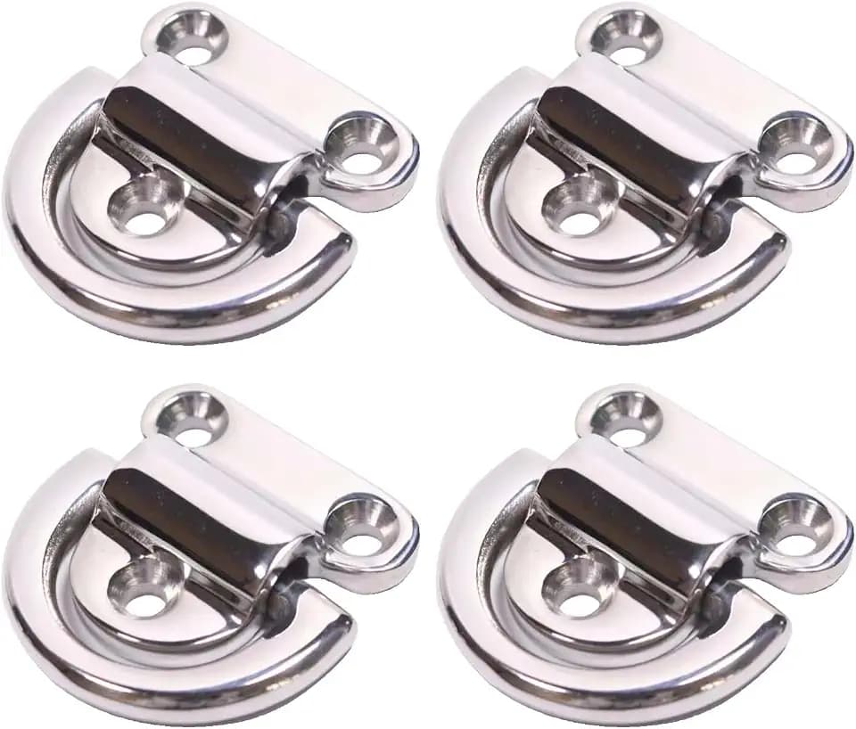 Pack of 4 Stainless Steel Folding Pad 6mm Deck Hardware Marine Part Depot Trailer D Rings Boat Tie Down Ring for Heavy Duty Truck Marine Trailer Boat Yacht