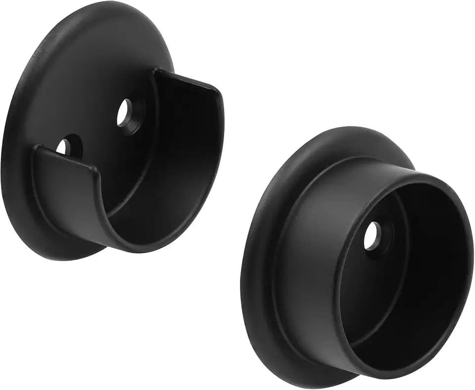 Prime-Line N 75878 Closet Pole Sockets, Fits 1-3/8 in. Diameter Pole, Metal, Matte Black Finish (Single Pack)