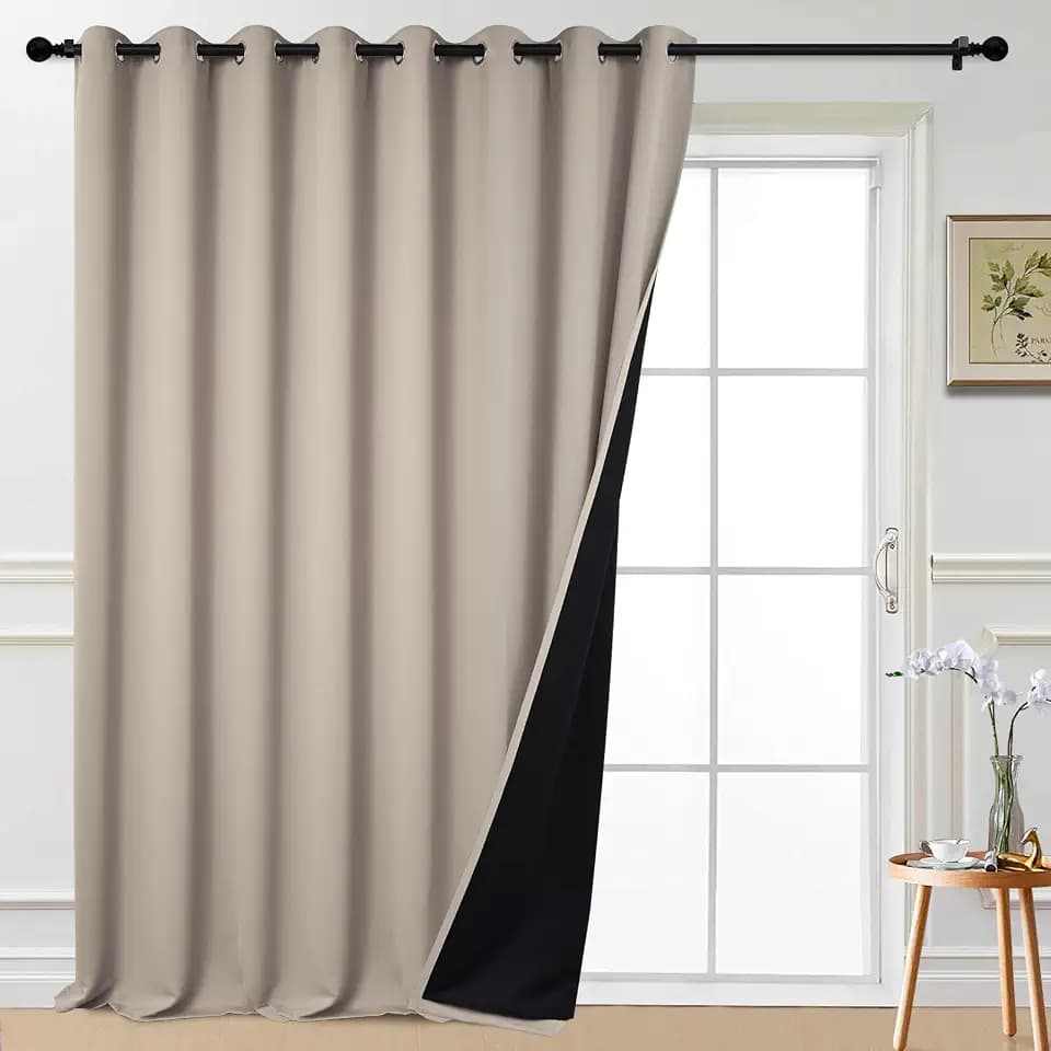 Yakamok Natural 100% Blackout Patio Door Curtain Panels W100 x L96,1 Panel
