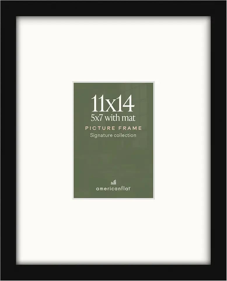 Americanflat 11x14 Picture Frame - Matted to 5x7 - Engineered Wood - Black