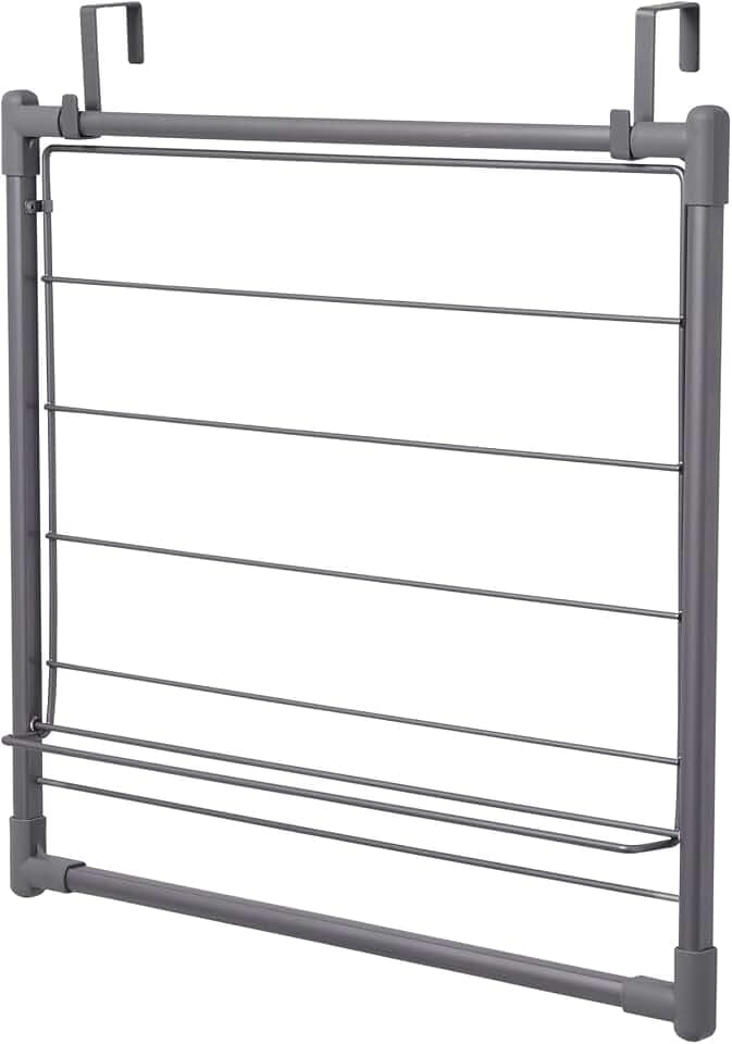 Household Essentials Metal Expandable Over the Door Drying Rack, Gray