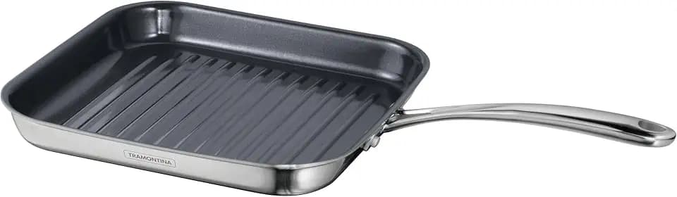 Tramontina Utsava Tri-Ply Clad Stainless Steel 10-Inch Square Grill Pan