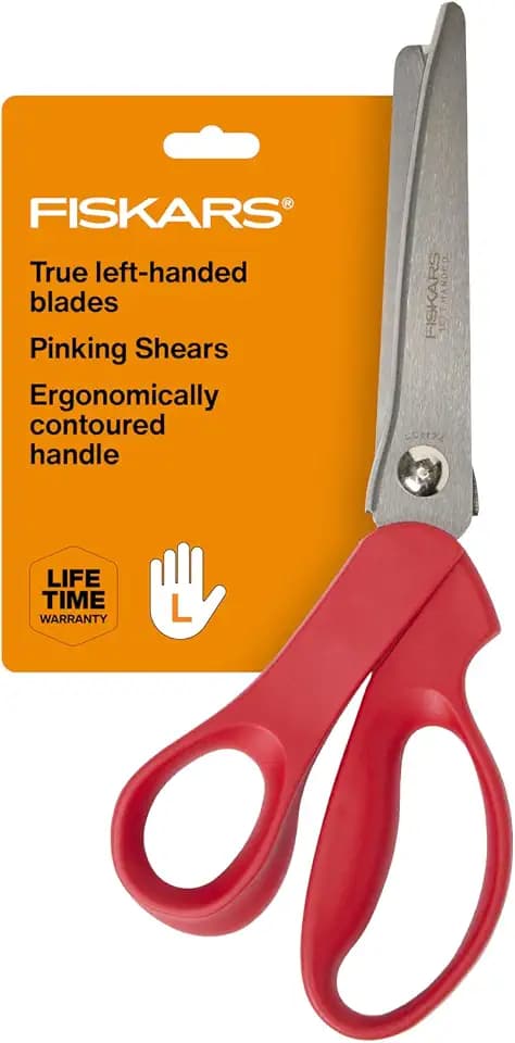 Fiskars 8" Premier Left-Handed Pinking Shears for Fabric Cutting & Sewing
