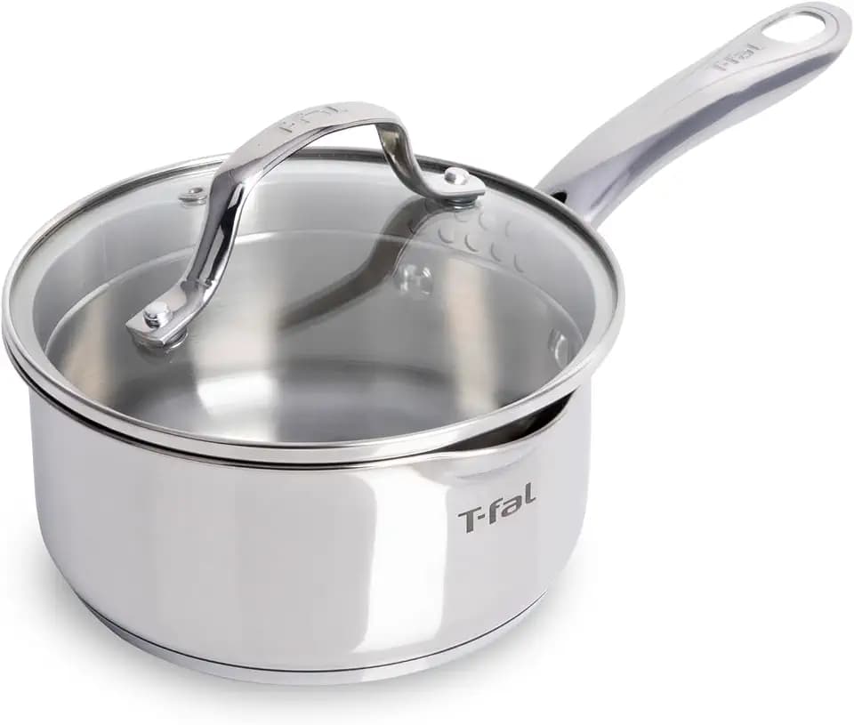 T-fal Gourmet 1.5 Quart Stainless Steel Saucepan, Induction Compatible, Dishwasher Safe, Oven Safe to 500°F, Skillet Set, Sauce Pans, Silver