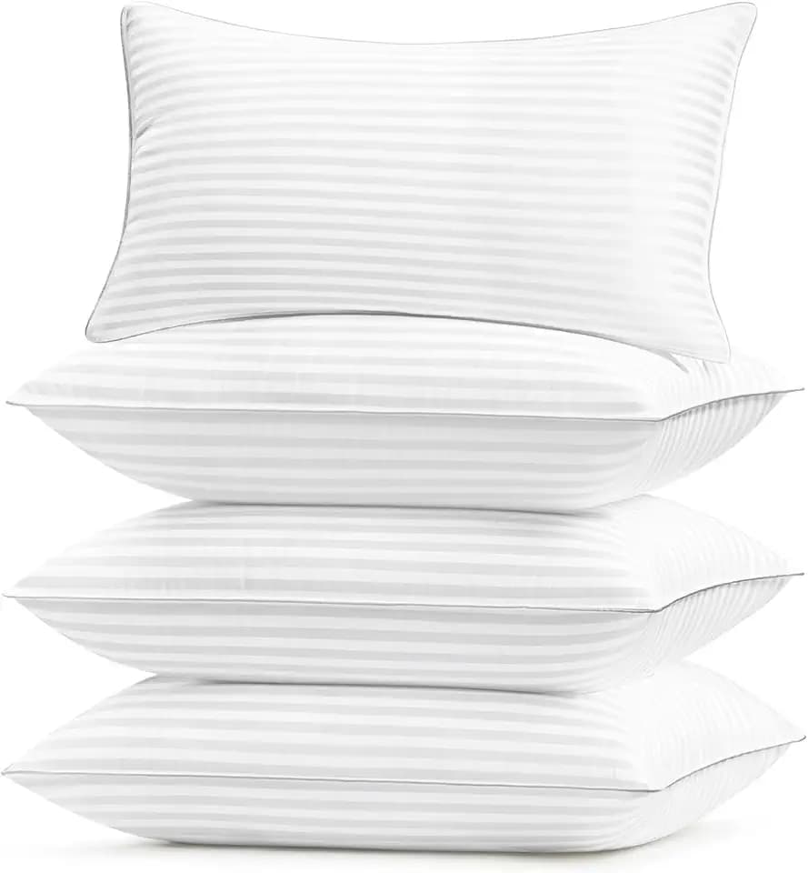 Basic Beyond Hotel Collection Bed Pillows for Sleeping - King Size Pillows Set of 4, 20x36, White