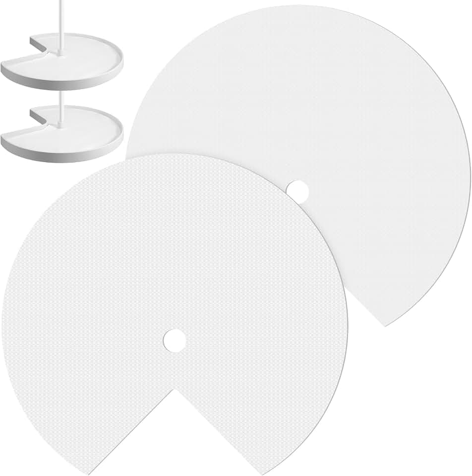 2 Pcs Lazy Susan Shelf Liner 31 Inch, White Diamond Pattern