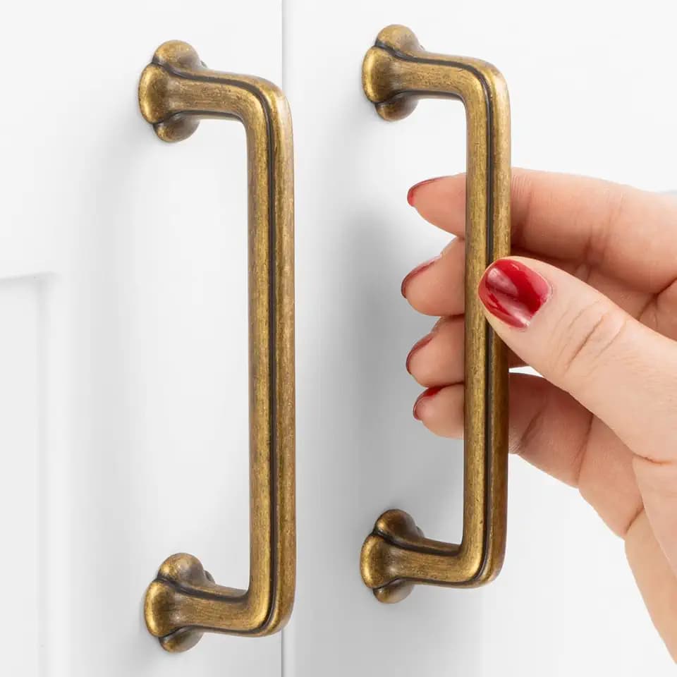 3-3/4 Inch Antique Brass Cabinet Pulls Drawer Handles 10 Pack P2502