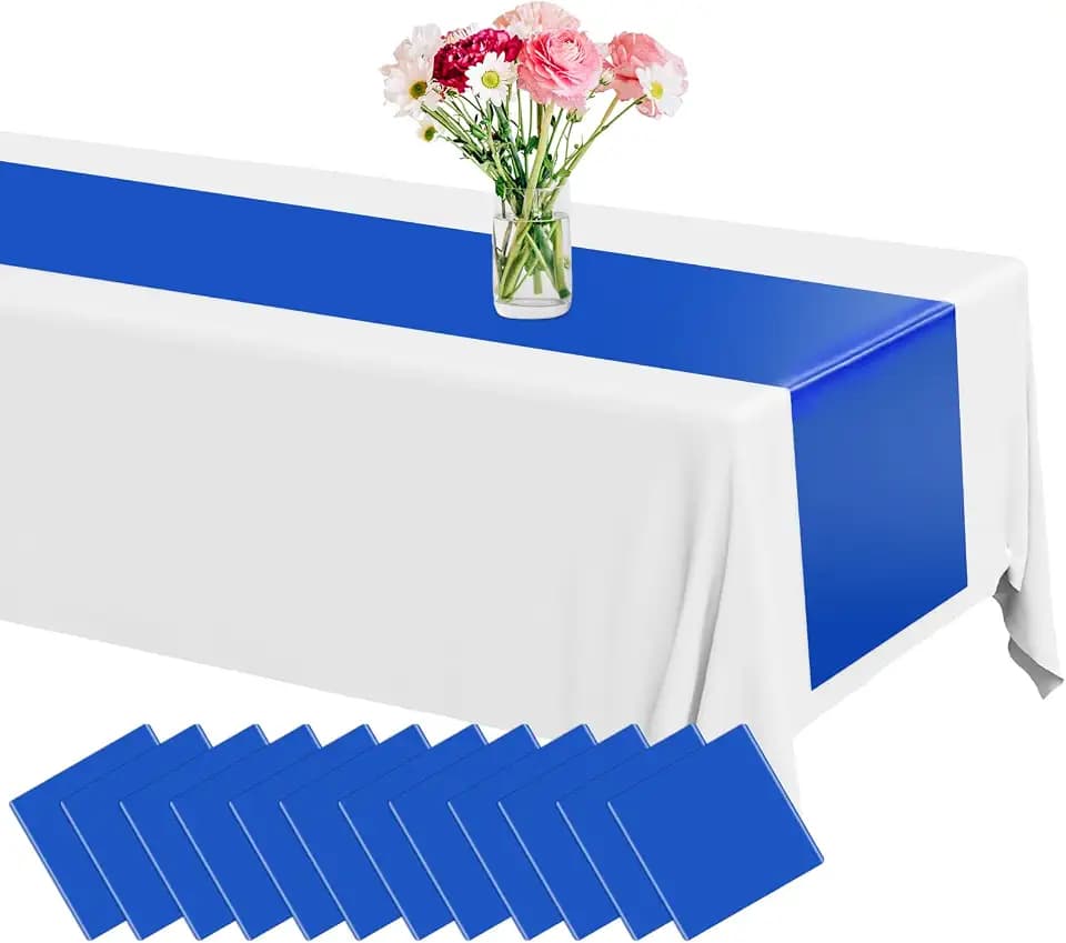 Lonfliness 12 Pack Plastic Table Runner 14 X 108inch Royal Blue Long Premium Table Runner Disposable Royal Blue Tables Runners for Dinner Tables Decor for Wedding Graduation Birthday Party Decorations