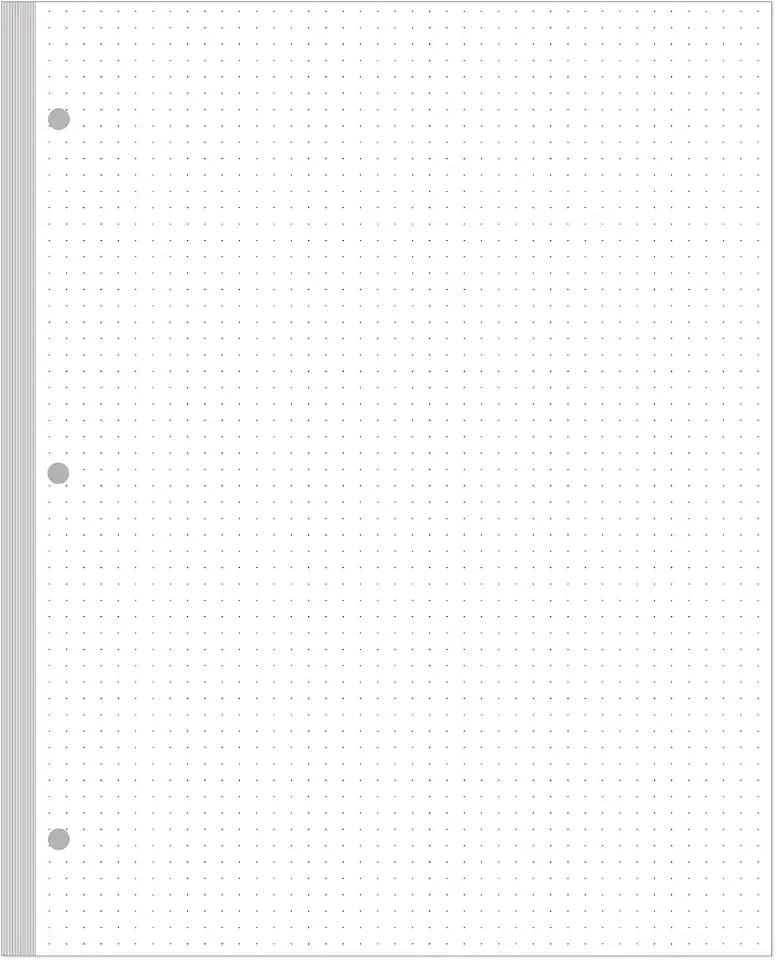 3-Hole Dotted Paper Refills, Letter Size 100Sheets / 200Pages Loose-Leaf Paper, 100gsm, White, 8.5'' x 11''