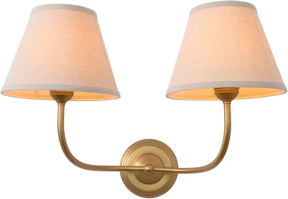 Vintage 2-Lights Fabric Sconces Wall Lighting with Linen Shade