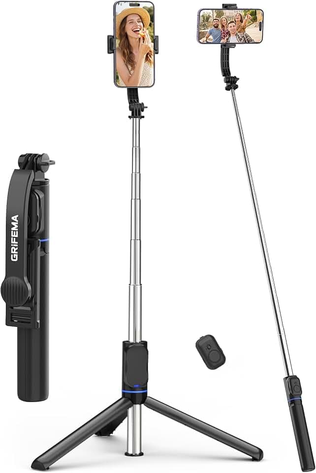 GRIFEMA Selfie-Stick Stativ, 107cm Ausziehbares Handy-Stativ 360° Drehbare