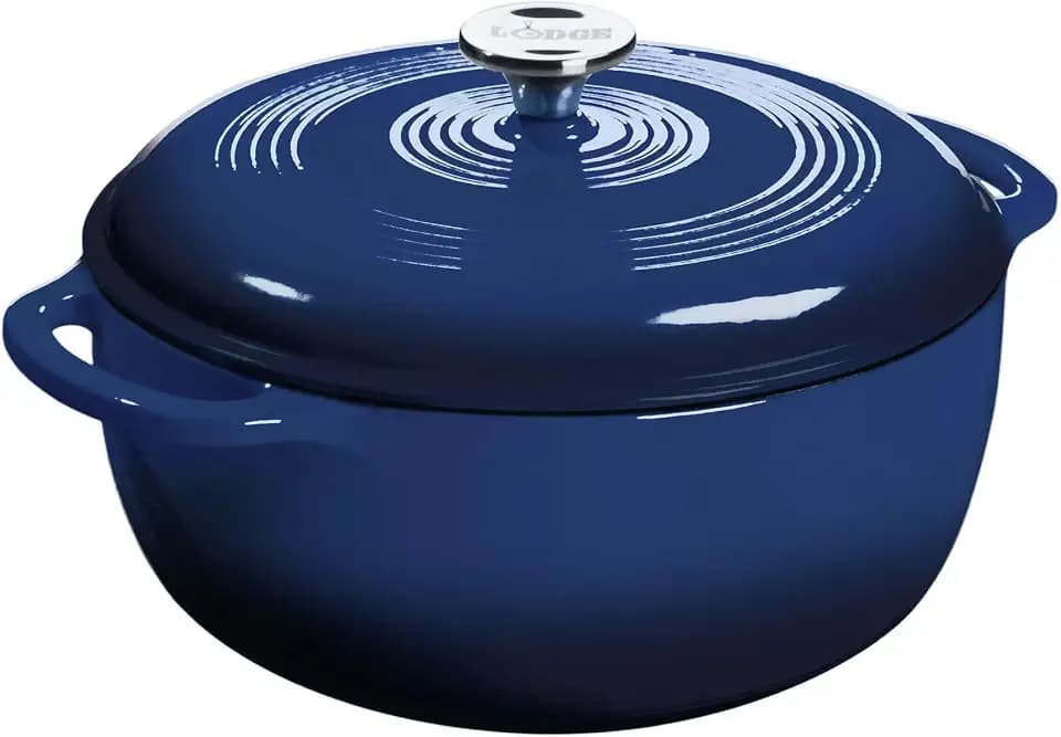 Lodge Essential Enamel Cast Iron Dutch Oven, 6 Quart, Indigo
