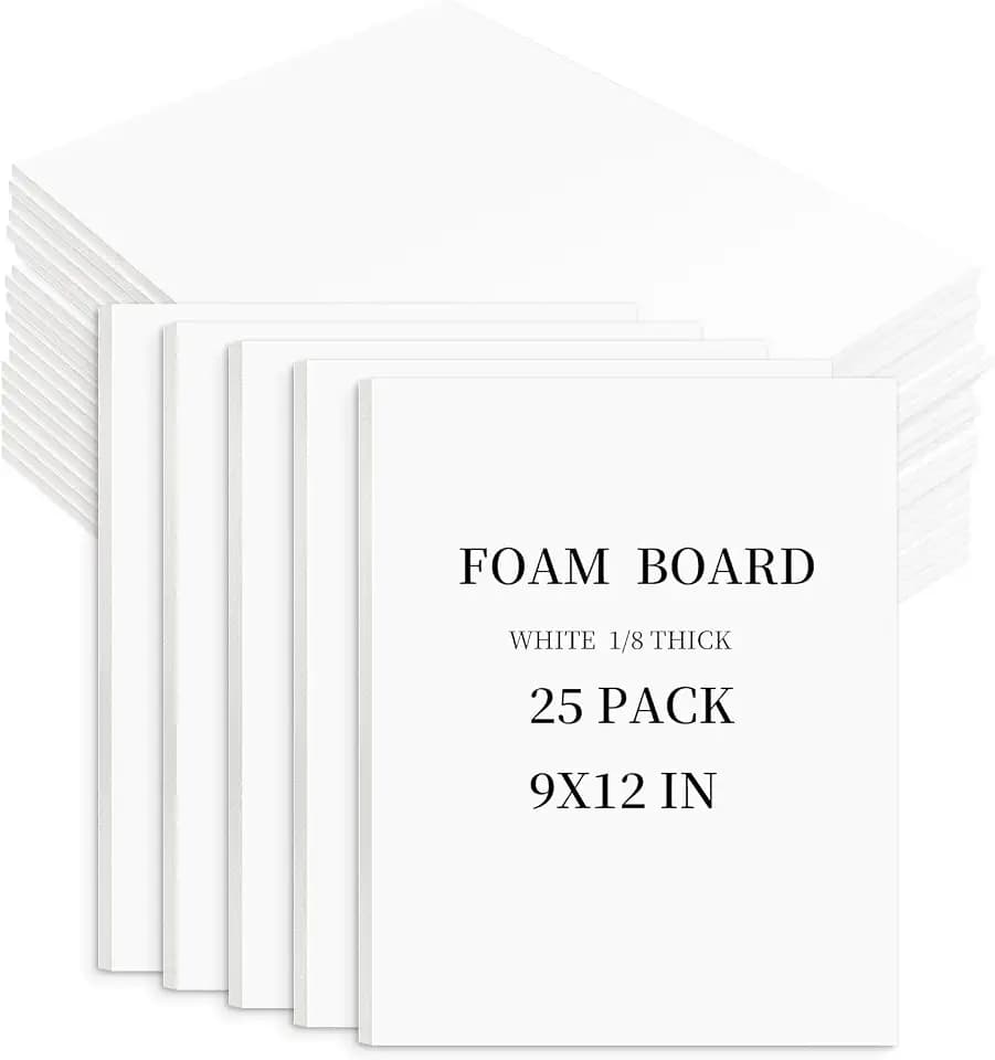 Golden State Art 9x12 White Foam Core Boards 1/8" Thick 25 Pack