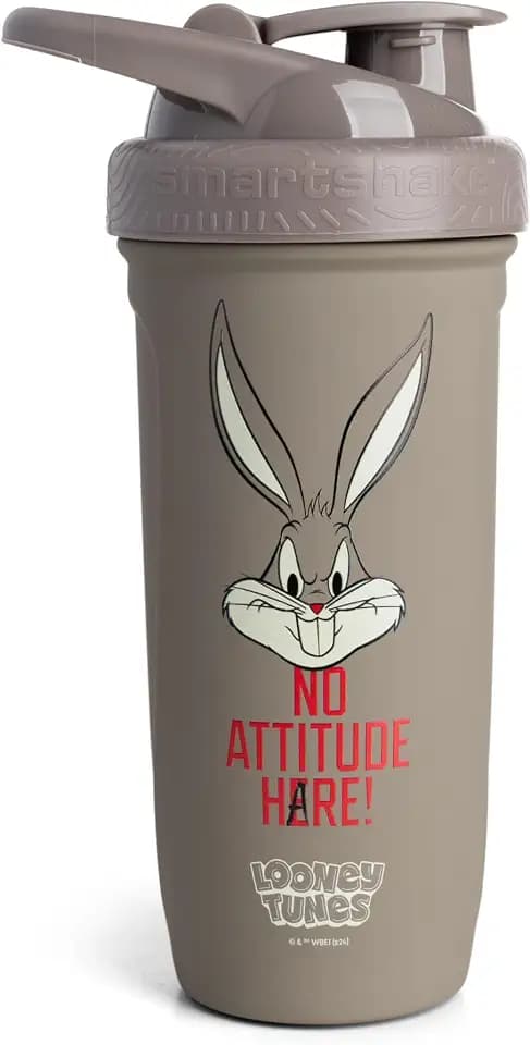 Smartshake Reforce Stainless Steel Protein Shaker Bottle - Non Insulated Unisex Gym Bottle | Metal Shaker Bottles - 900 ml | 30 oz - Leakproof Screw-On Lid - DEHP & BPA Free (Bugs Bunny)