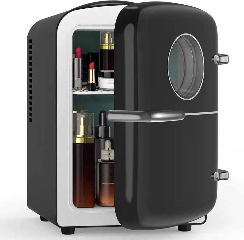 Electactic 4L/6 Cans Mini Fridge for Bedroom Countertop, Black